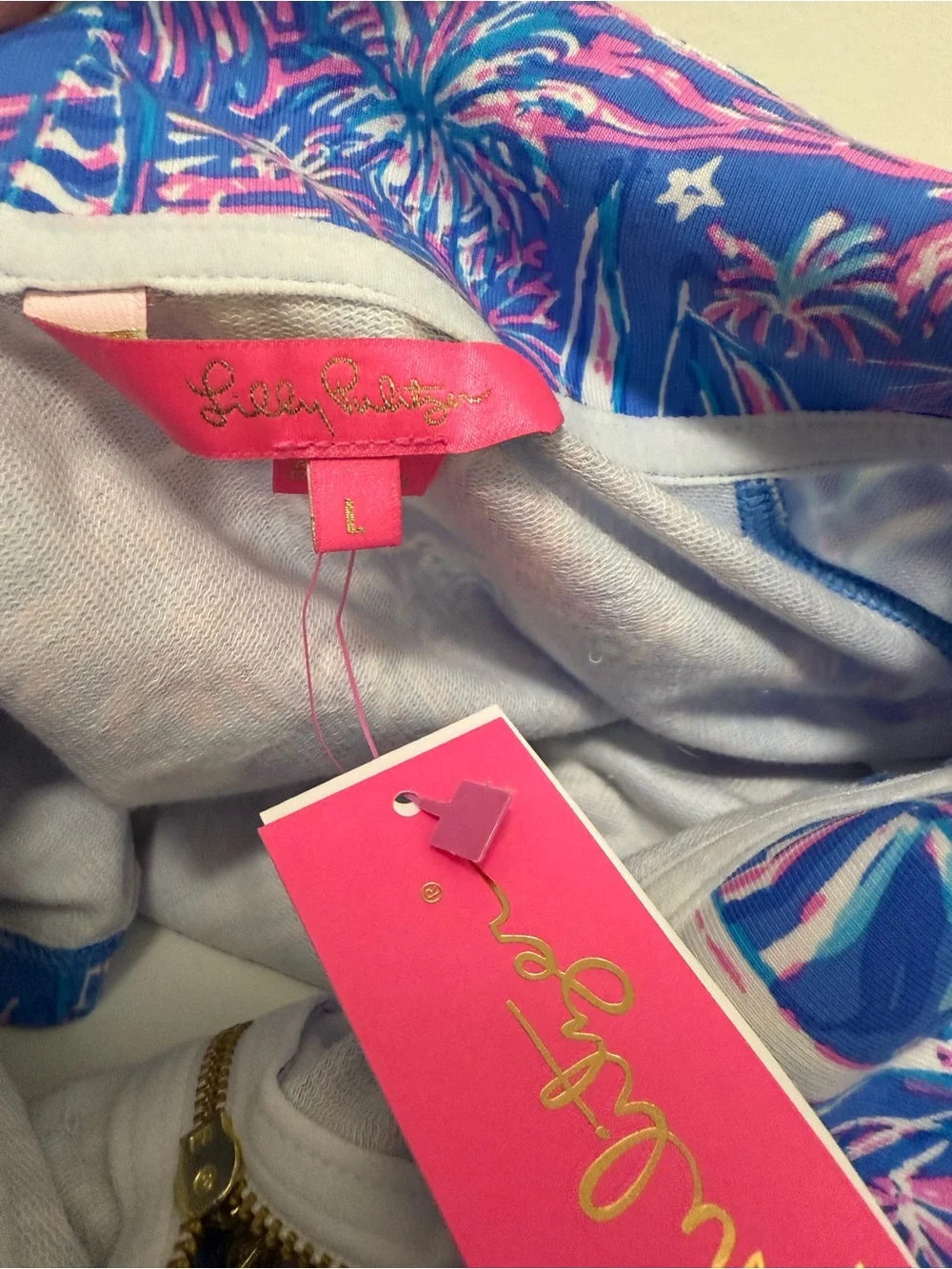 Lilly Pulitzer Skipper Popover It’s a Sailabration Women’s Large Boca blue